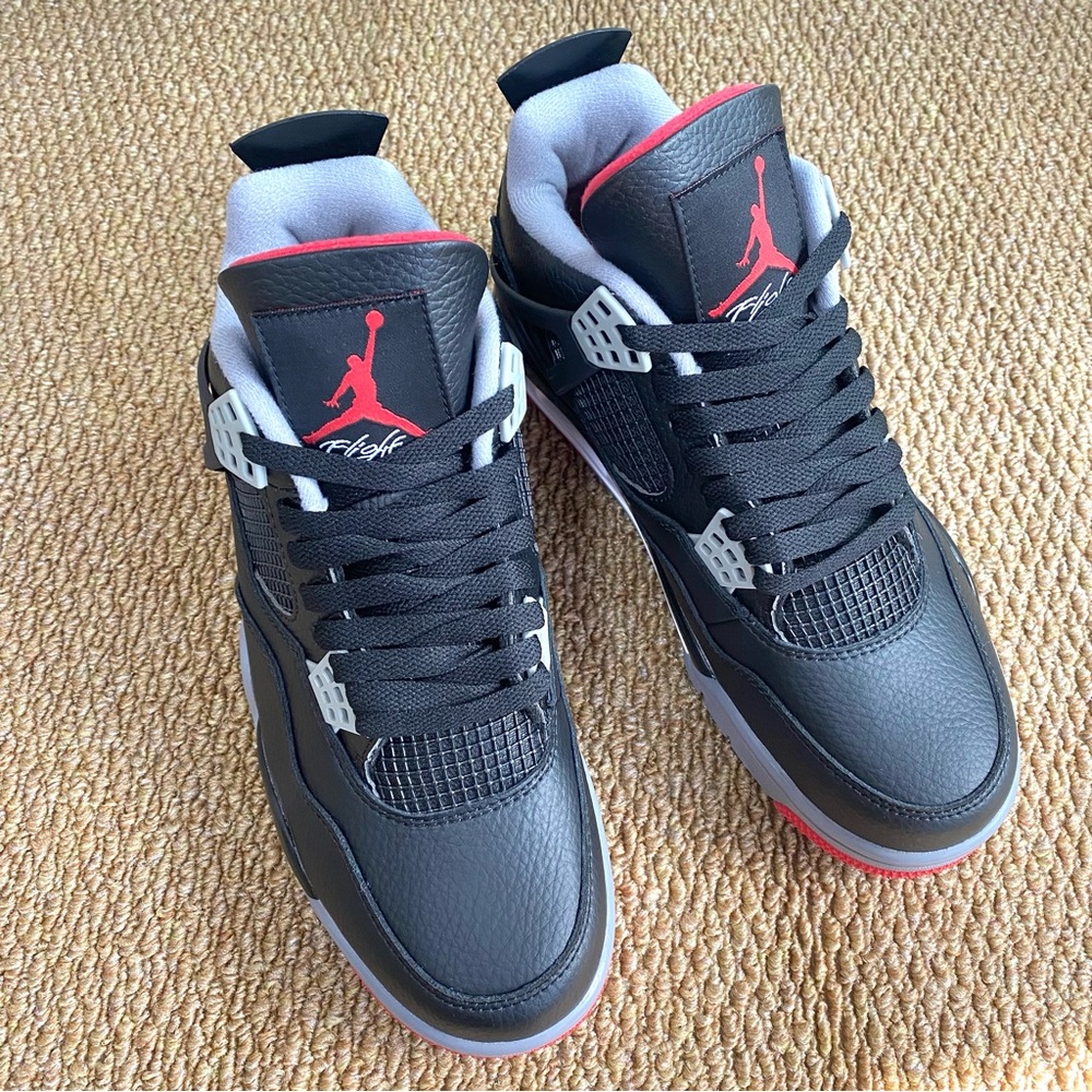 Brand New Retro 4 -Bred Reimagined -Men's Black/ Red Sneakers - Picture 1 of 6